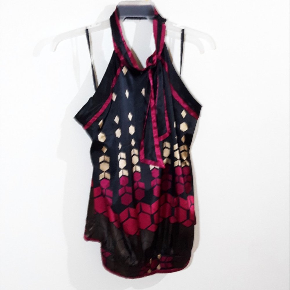 Lane Bryant Silky Tie Neck Sleeveless Blouse